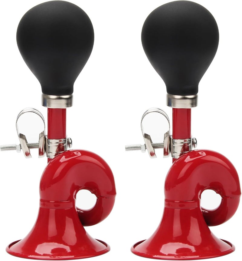 Coolrunner 2 Pack Bugle Horn, Retro Clown Horn, Kids Bike Horn, Classic Vintage Metal Twist Loudspeaker Siren Hooter Snail Air Horn for Vehicles Bicycles Golf Cart - Image 1